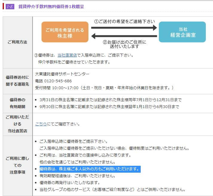 大東建託の株主優待