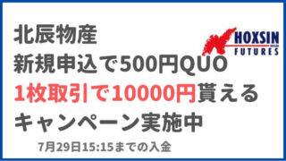 北辰物産 口座開設+取引で1万円 見込み利益8000