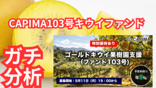 CAPIMAゴールドキウイ果樹園支援（ファンド103号）分析！リスクは？いける？